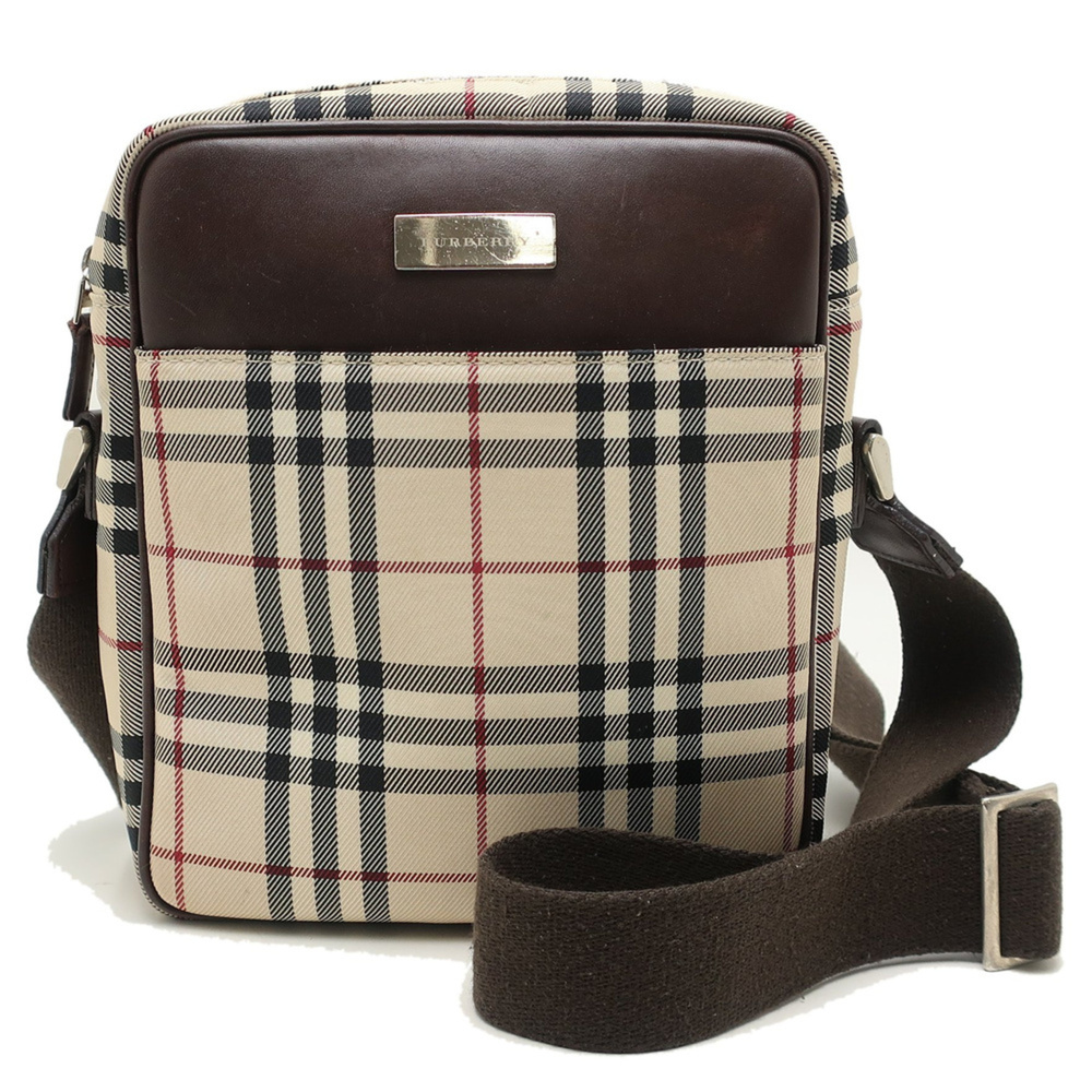 BURBERRY Nova Check Crossbody Shoulder Bag, Nylon Canvas x Leather, 450326